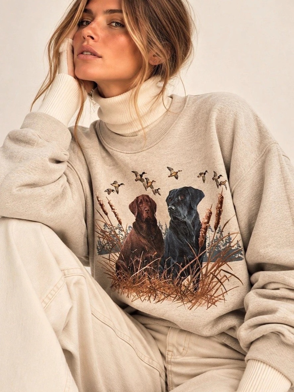 1990’s Vintage Dog & Duck Graphic Sweatshirt Size Medium/Large